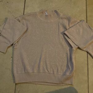 Free People Ladies Sweater Beige Gold Metallic Medium